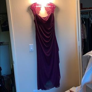Purple full length bridesmaid dress